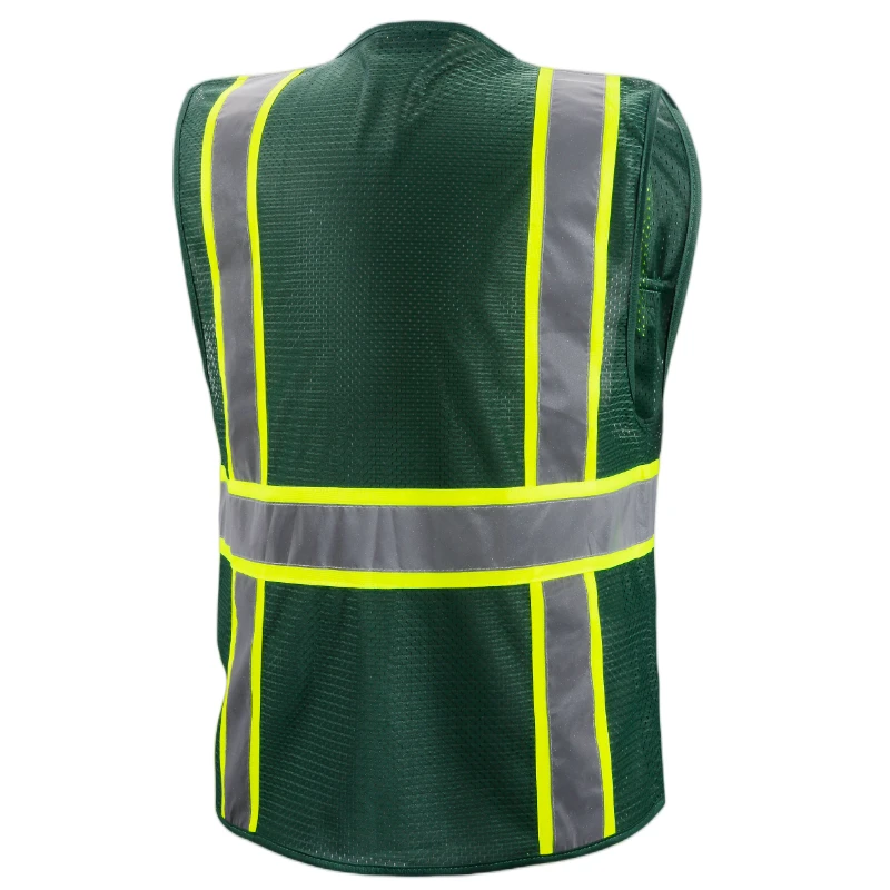 ANSI CE ENISO 20471 Green Reflective Jacket Green Custom Logo Fabric Reflect Strip Safety Vest with Logo