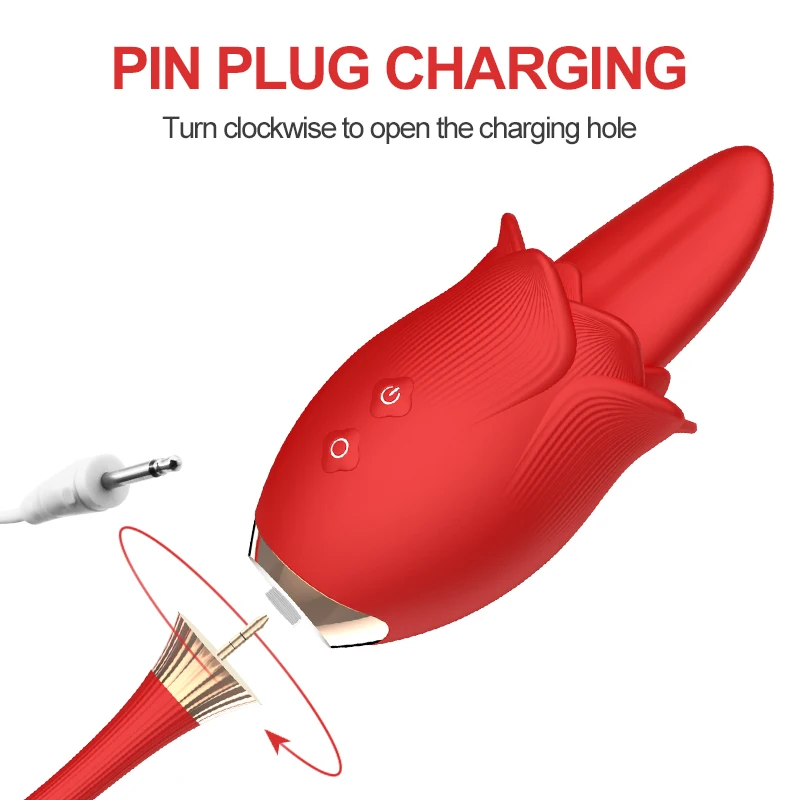 YPM 2023 New Rose vibrator with Dildo 3 in1 rotating telescopic Licking clitoris Stimulator sex toy for Women