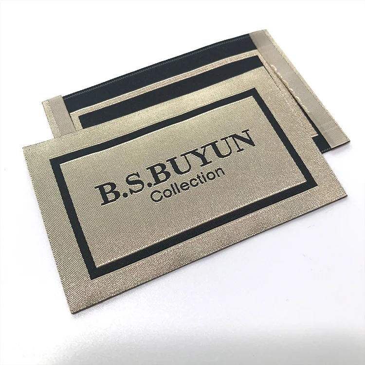 
High Density Custom Luxury Necktag Premium Glossy Shiny Thread Neck Tag Woven Label For Coats 