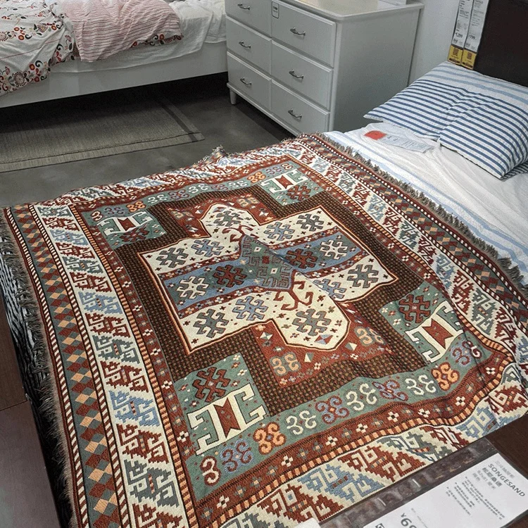 Bohemian Indian sofa Decorative 40% cotton 60% polyester camping woven tapestry blanket