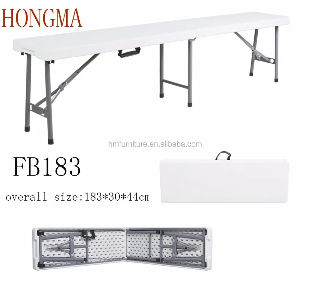 Wholesale Price Outdoor 6ft Fold in Half Plastic China Foldable Table White Camping Industrial Storage Bench