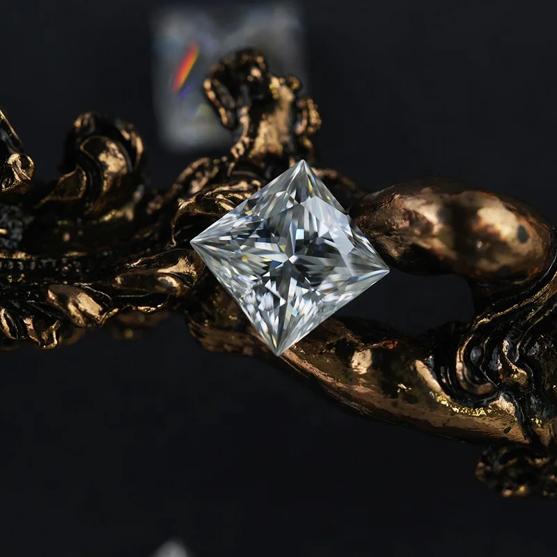 SICGEM Princess Cut Square D Colorless Moissanite Synthetic White Loose Moissanite Diamond