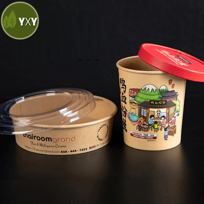 
Eco Friendly Disposable Take Away Kraft Paper Poke Bowl with Clear Lid 