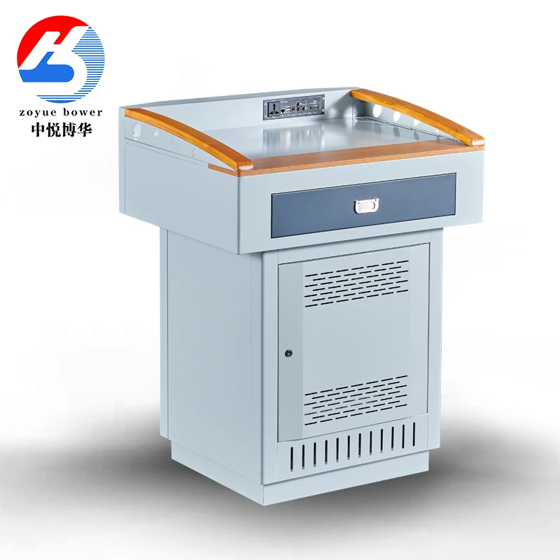 Multimedia Digital Podium School Electronic Podium Table Classroom Steel Central Control Lectern