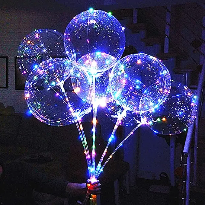 LED Light Up Bobo Balloons With Stick For  House Party And Family Reunion And Birthday Party