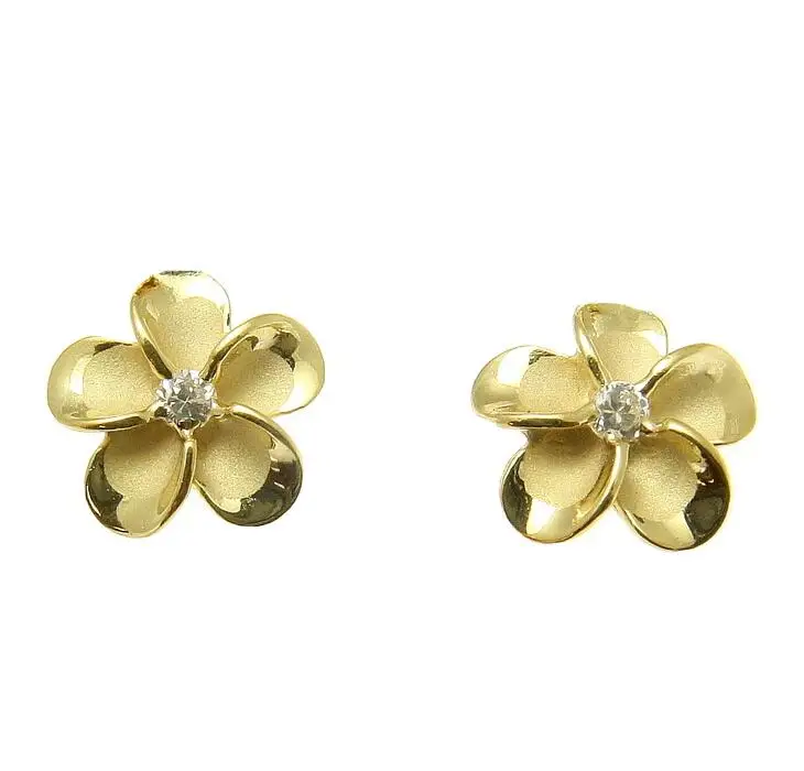 Size 6MM to 25MM 14K Gold plated Solid Silver Plumeria Jewelry Hawaiian Fancy Plumeria Flower France Hook Earring