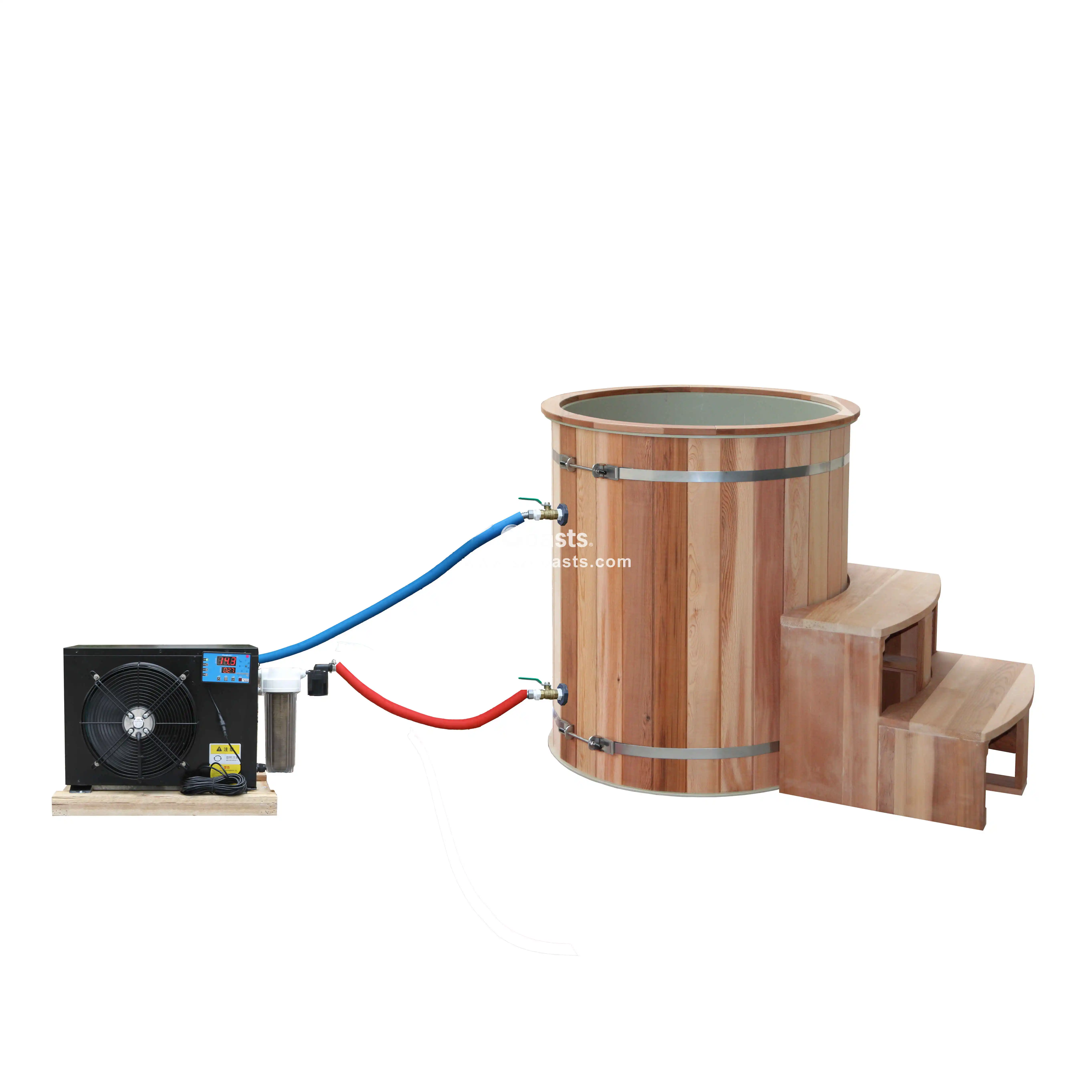 2023 Red Cedar With Stainless Steel Liner Ice Barrel Tub Cold Plunge Ice Bath With Chiller