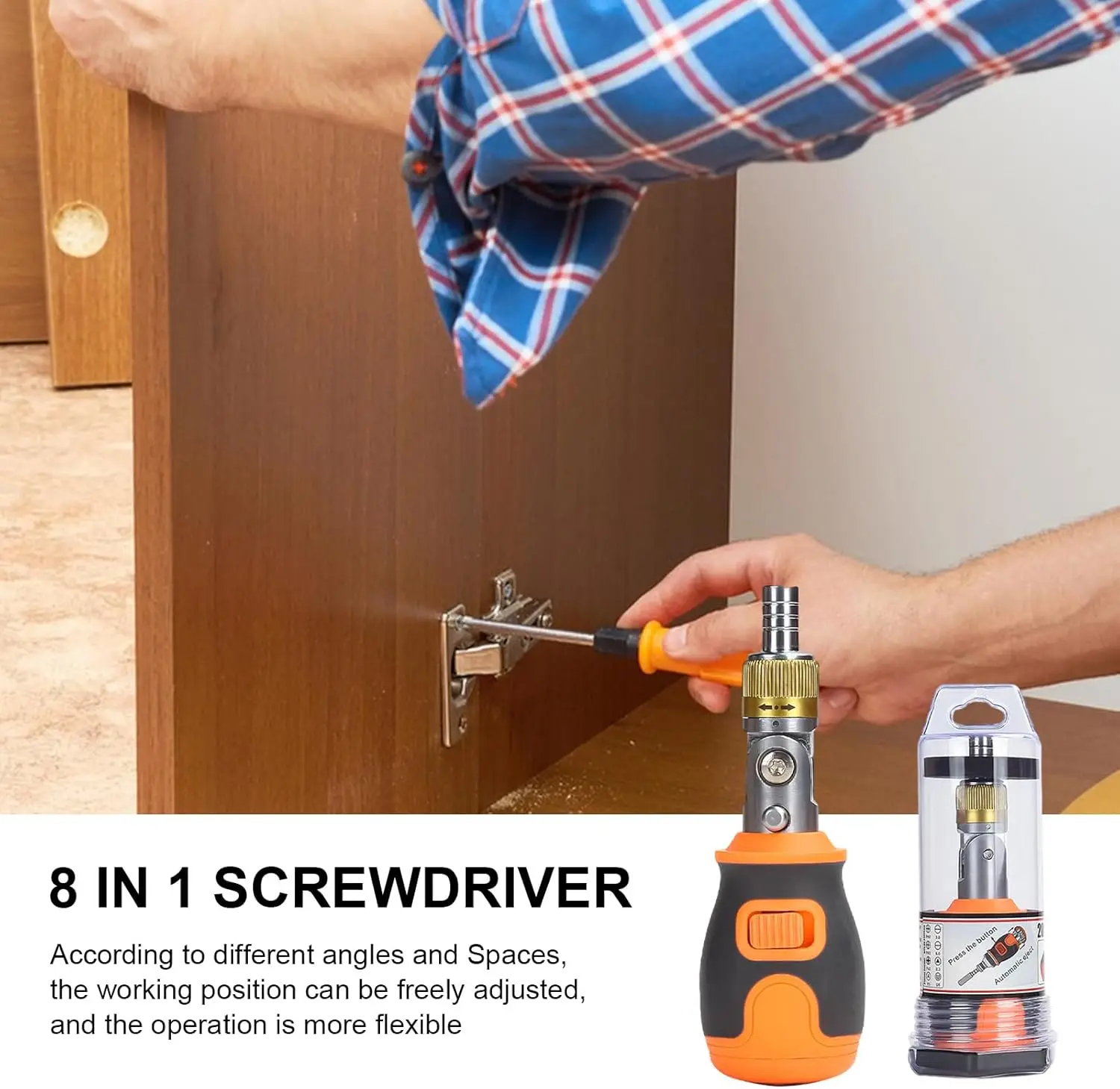Peaktop 8 in 1 Multi-purpose Ratchet Screw-Driver Kit, Magnetic Ratcheting Wrench and Electronics Precision Screwdriver Set