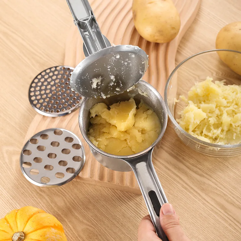 Potato Ricer,  Stainless Steel Potato Masher with 3 Interchangeable Discs, Heavy Duty Potato Masher and Ricer Kitchen Tool