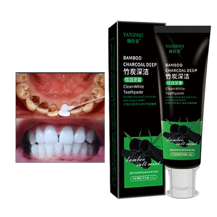 TikTok Hot Selling Quick Teeth Whitening Bamboo Charcoal Mint Remove StainToothpaste