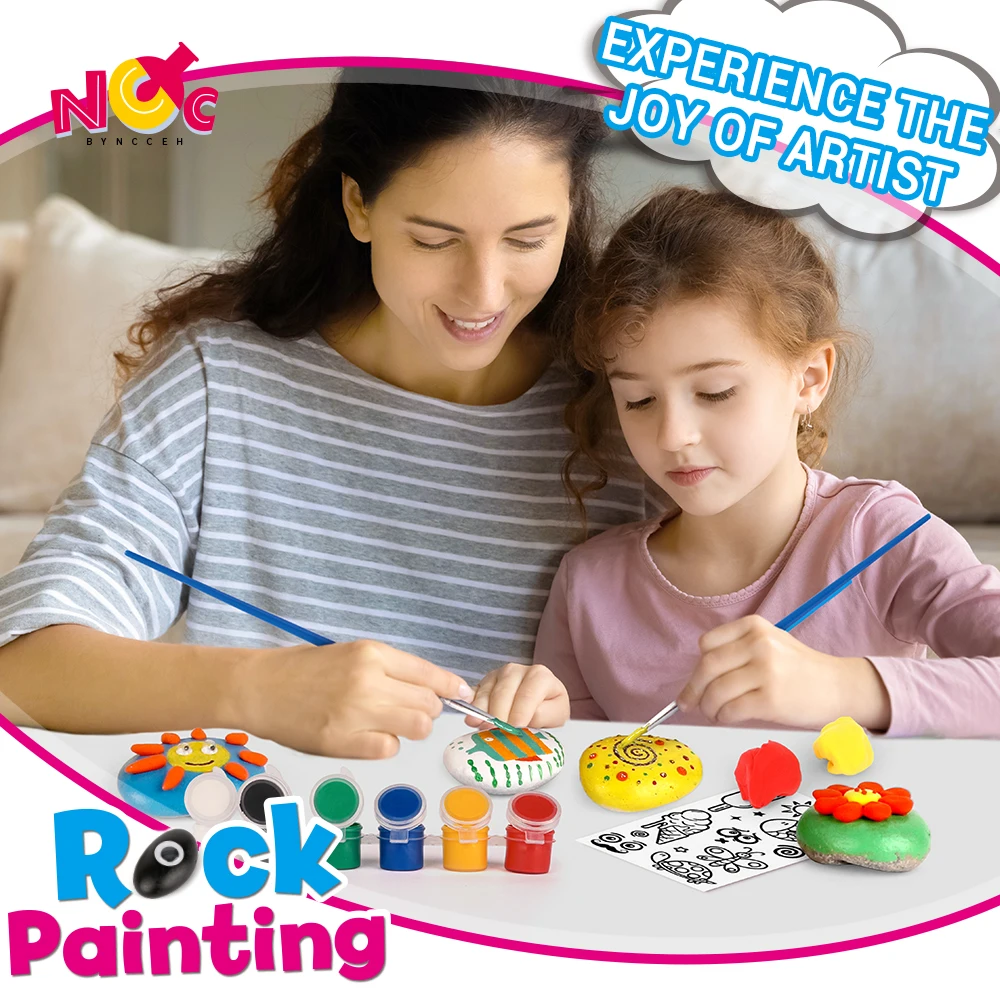 Stone Rock Colour Painting Arts and Craft Kit Children Toys Boys Activity Kit Outdoor Education Game Kid 2021