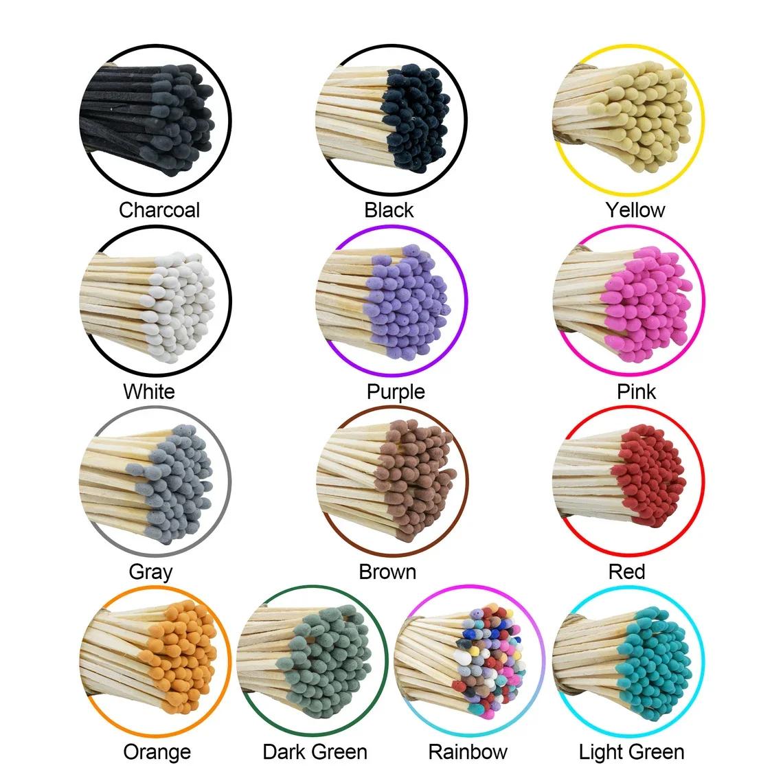 Colored matches Safety Match sticks Factory Wholesale Custom Matches 65 75 95 200mm long red pink black white tip Matchsticks