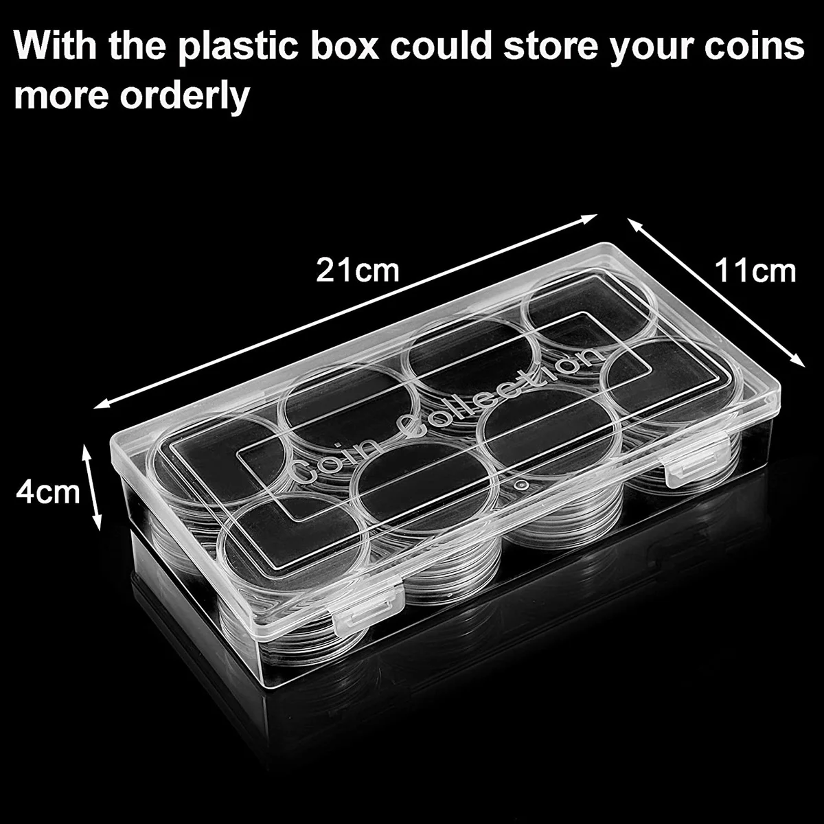 Acrylic Coin Holder 17/20/25/27/30/35/40/46mm Diameter Black Gaskets Coin Capsule Ultra Clear Rigid Plastic Coin Display Case