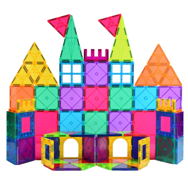 100Pcs Super strong Magnetic Toys Building Tiles 3D Magnet Building Blocks Set for Kids STEM Educational Preschool for Toddlers