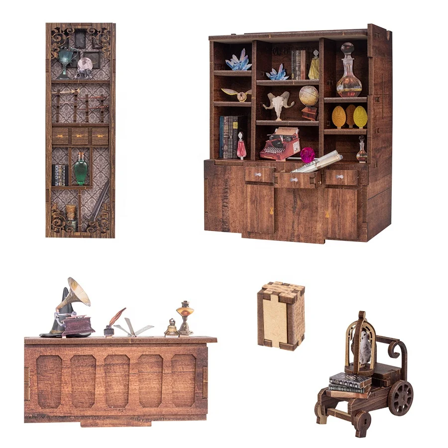 Hot Selling Handicrafts 3D Wooden Puzzle Magic Pharmacist DIY Book Nook For Gift Book Nook Kit