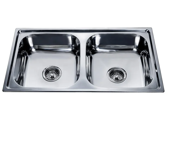 7843 Steel Stainless Kitchen Sink Double Bowl Washing Machine Sink