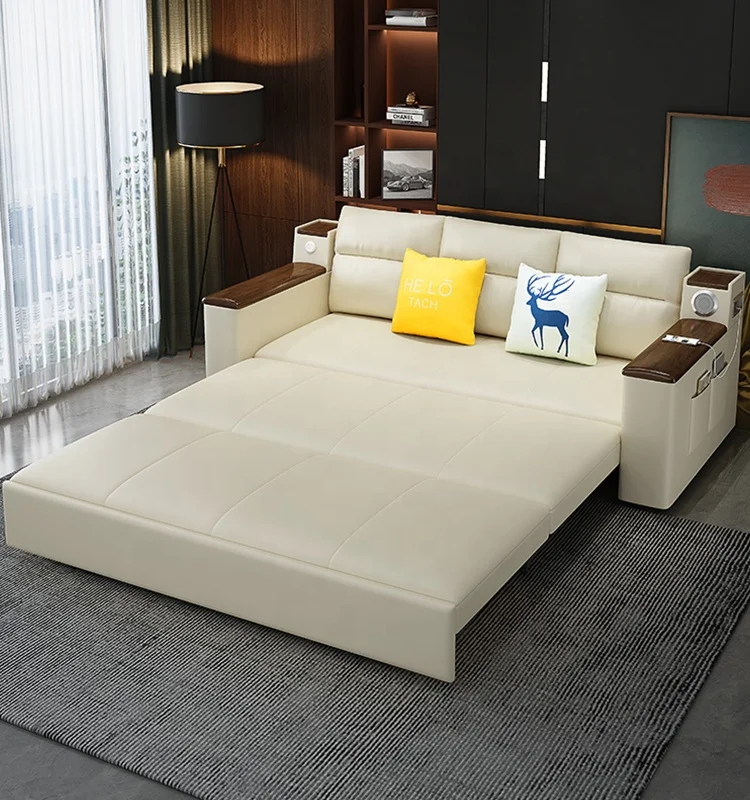 Living Room multi-functional wooden sleeper sofa bed can be converted into folding sofa bed with storage space sofa bed