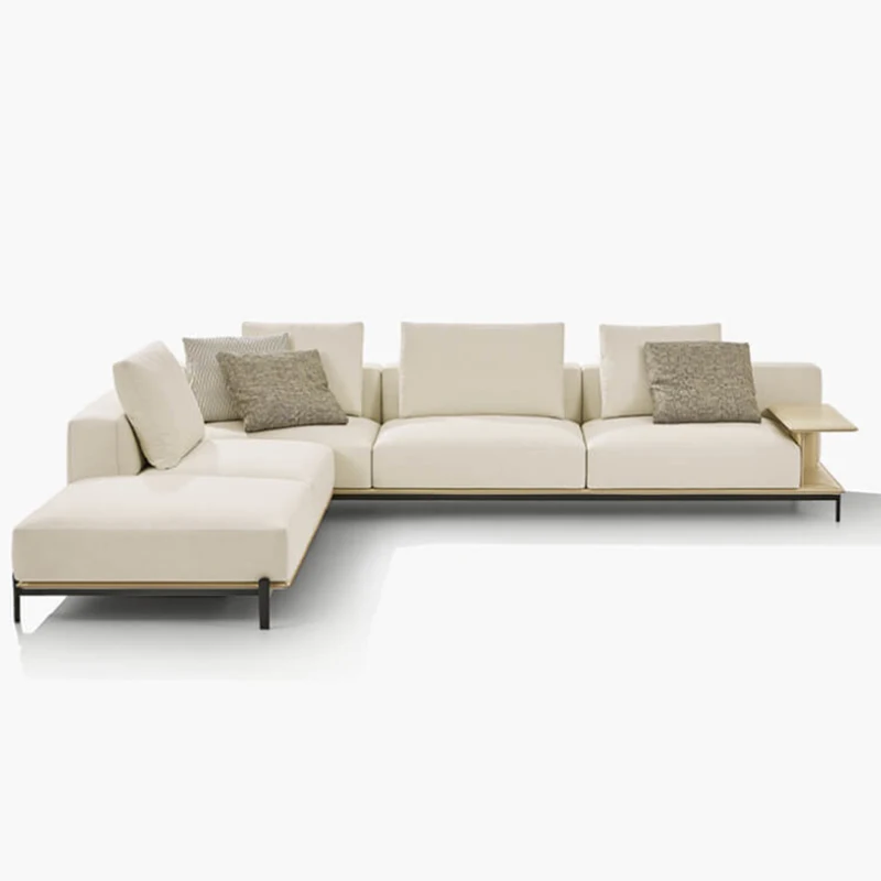 Fashionable light color cloth art sofa Italian minimalist living room arc corner combination living room sofa