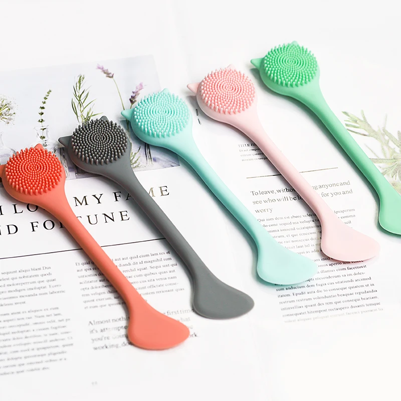 Silicone Face Cleanser Massager Brush with Facial Stick Spatula for Cleansing Exfoliating
