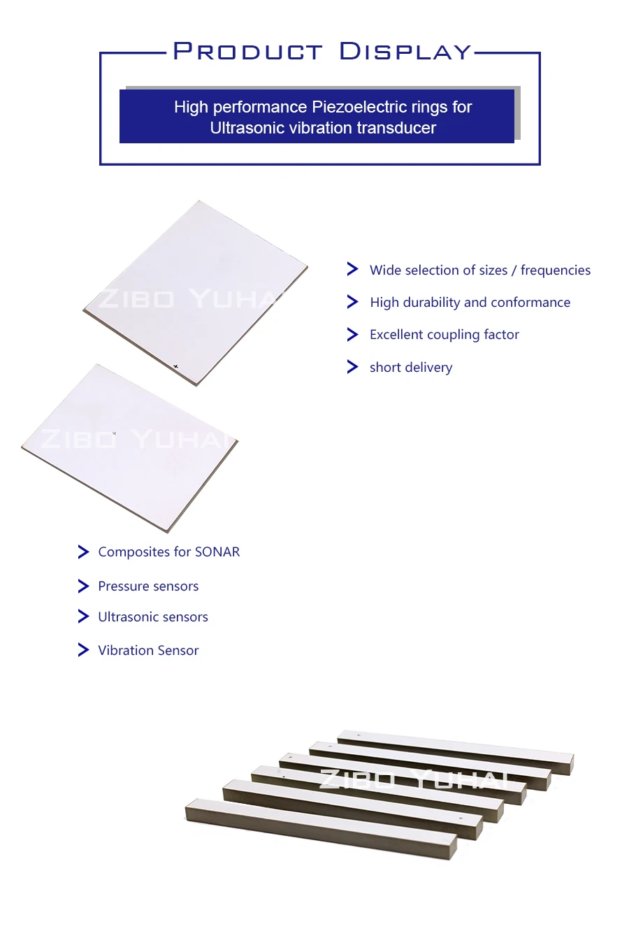 ISO9001 CEC PZT Customized Strip Element High dielectric voltage ceramic Rigorously Tested