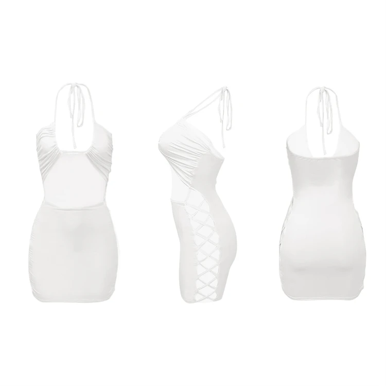 Newest Design 2021 New Arrivals Solid color Wrap top Bandage Bodycon Women Fashion Clothes Sexy Mini Dress