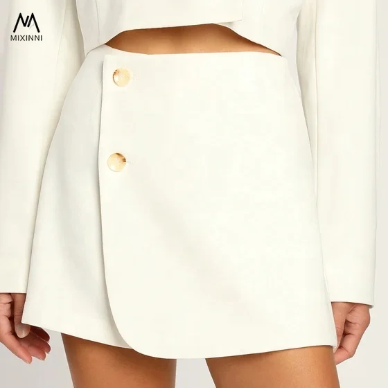 MXN T702 women short  solid color suit,sexy summer crop top two piece set clothing,blazer set for women