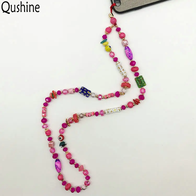  Qushine изготовленное на заказ пластиковое акриловое жемчужное деревянное ожерелье с бусинами чехол для телефона ремешки Шейная цепочка