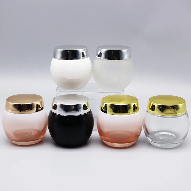 Wholesale 50g luxury glass jar for cosmetic oil/50ml cream glass jar/glass jar with lid
