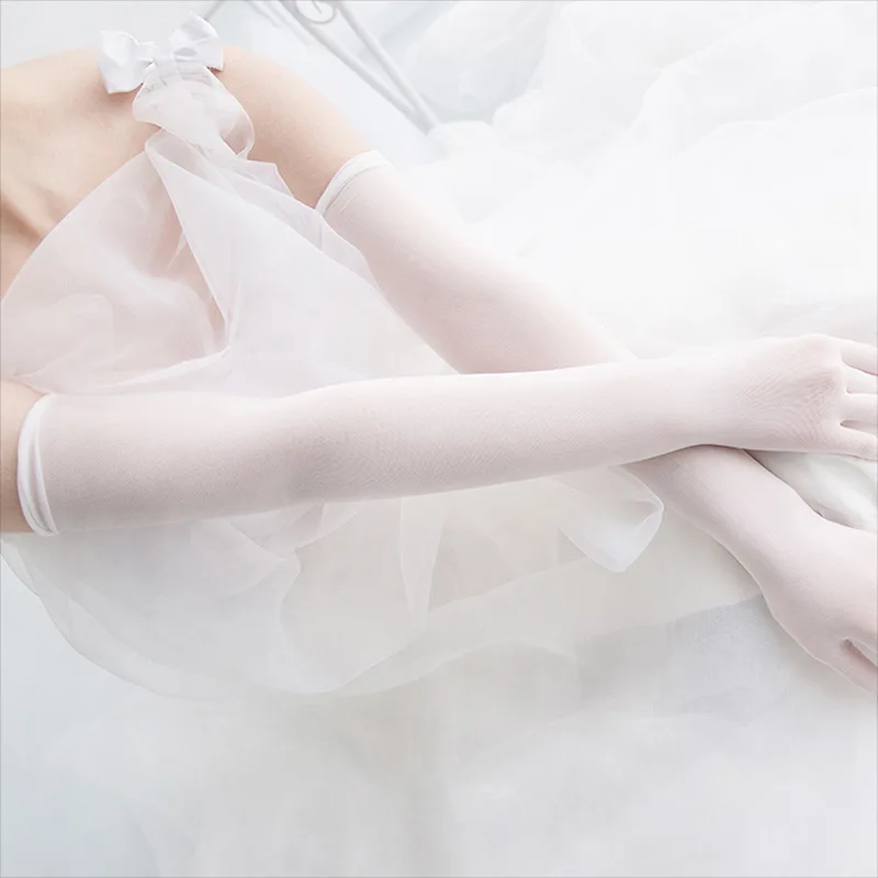 Summer sexy long stretchy sheer lace gg wedding bride girl bridal tulle hand gloves for women