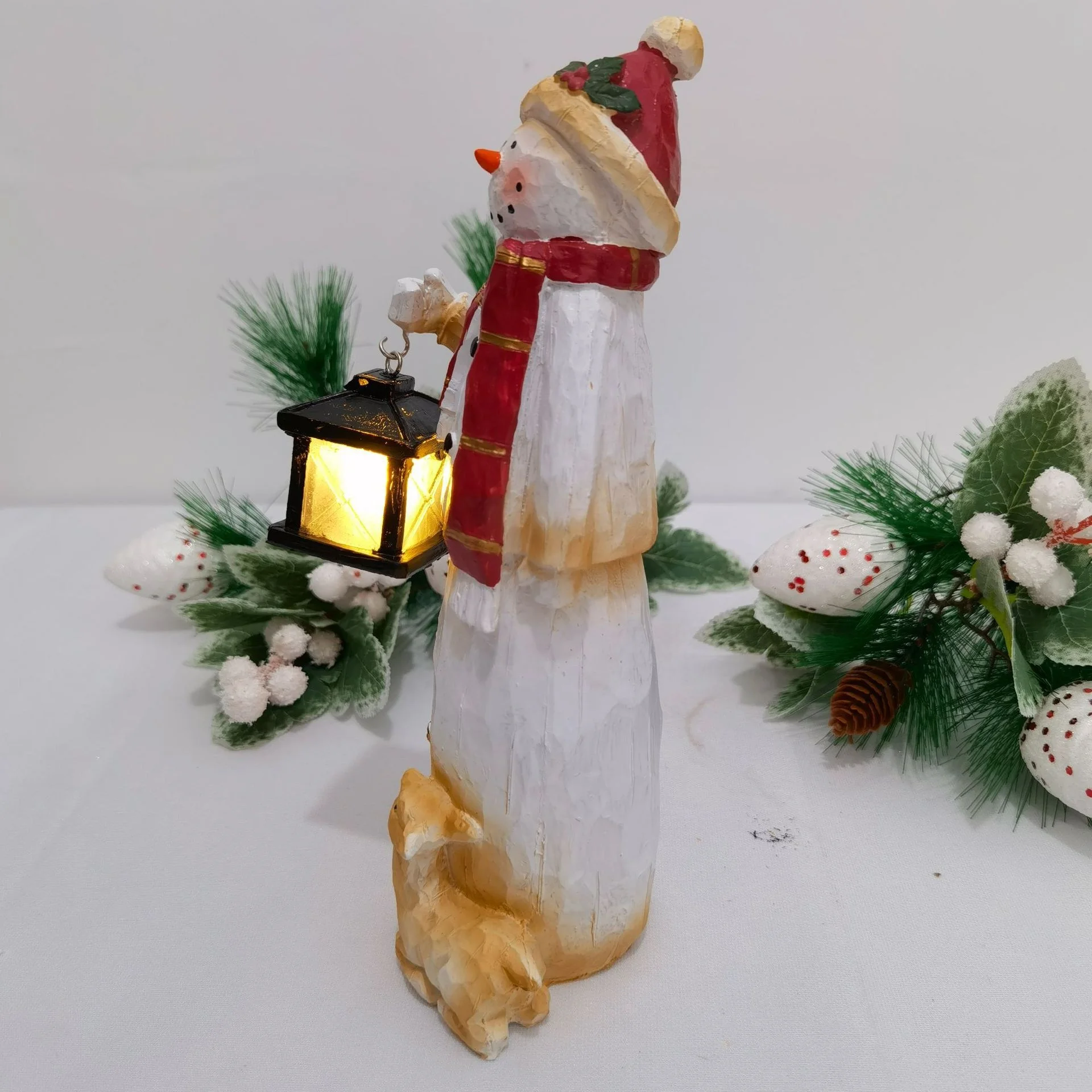 Resin Handicraft Creative Christmas lift LED Lantern Woodland Snowman Outdoor Garden Ornaments Cross-border New Products