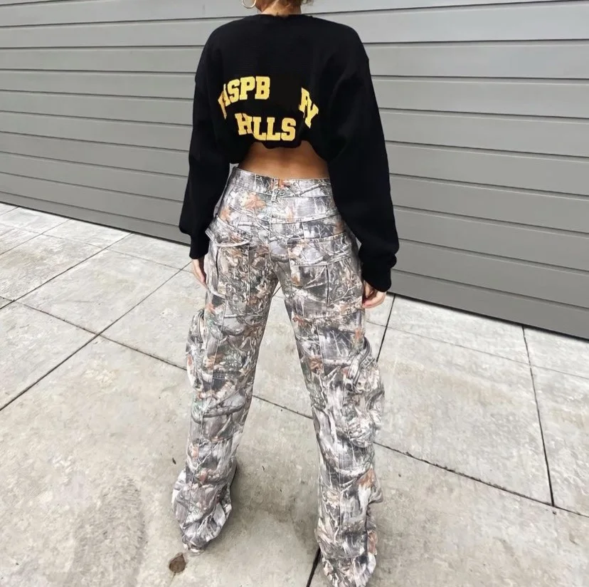 Customized High Quality 100% Cotton Hunting Real Tree Camo Stacked Parachute Carpenter Men Custom Cargo Pants