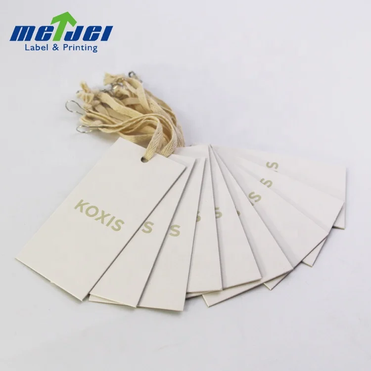 Custom Printing Brand Logo Hang Tag Cardboard Paper Tags For Clothes Recycled Garment Labels Swing Tag with String