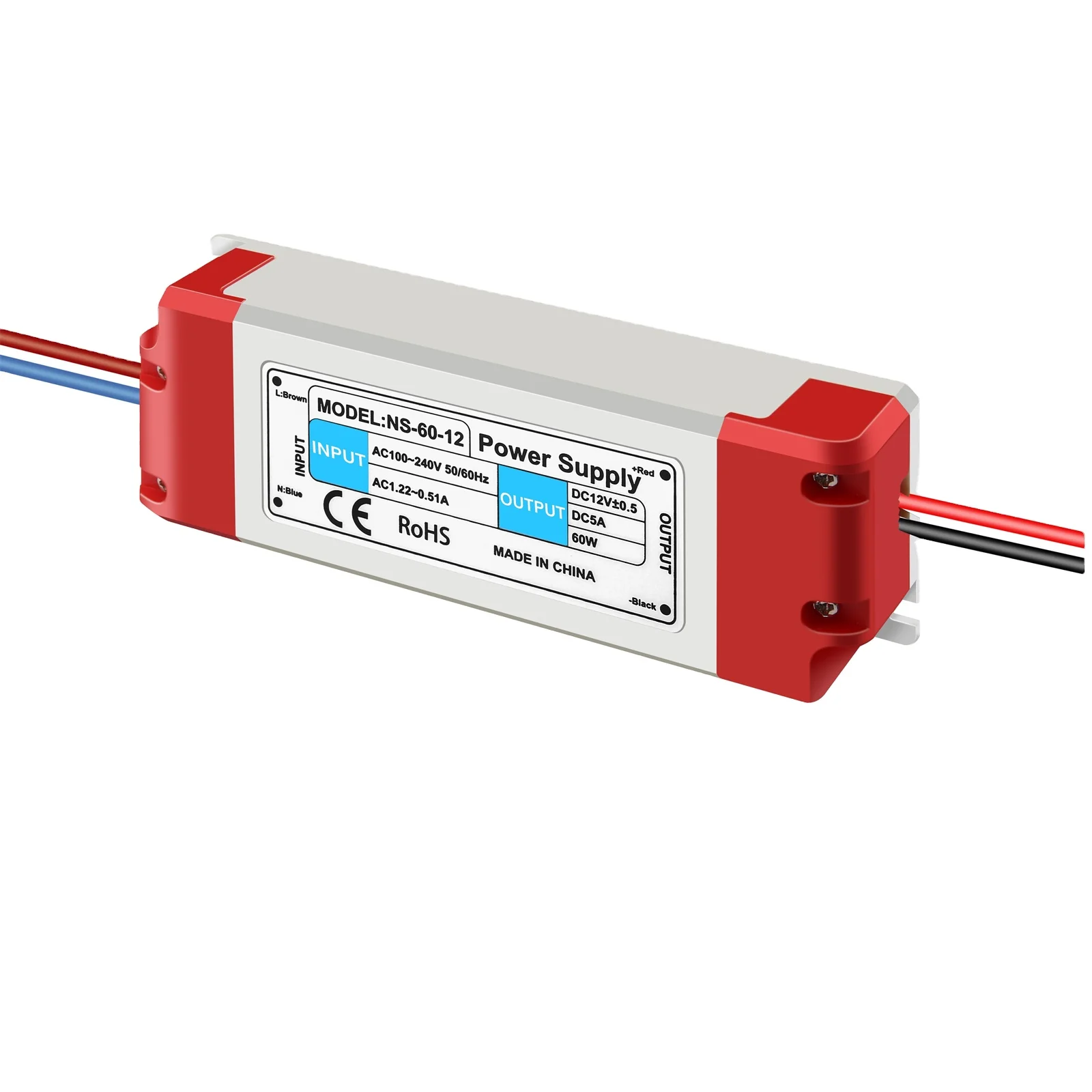 60W LED Furniture Cabinet Light Driver 12V 5A LED Strip  Module Transformer  2.5A 24VDC CCTV Camera Power Supply Source CV SMPS