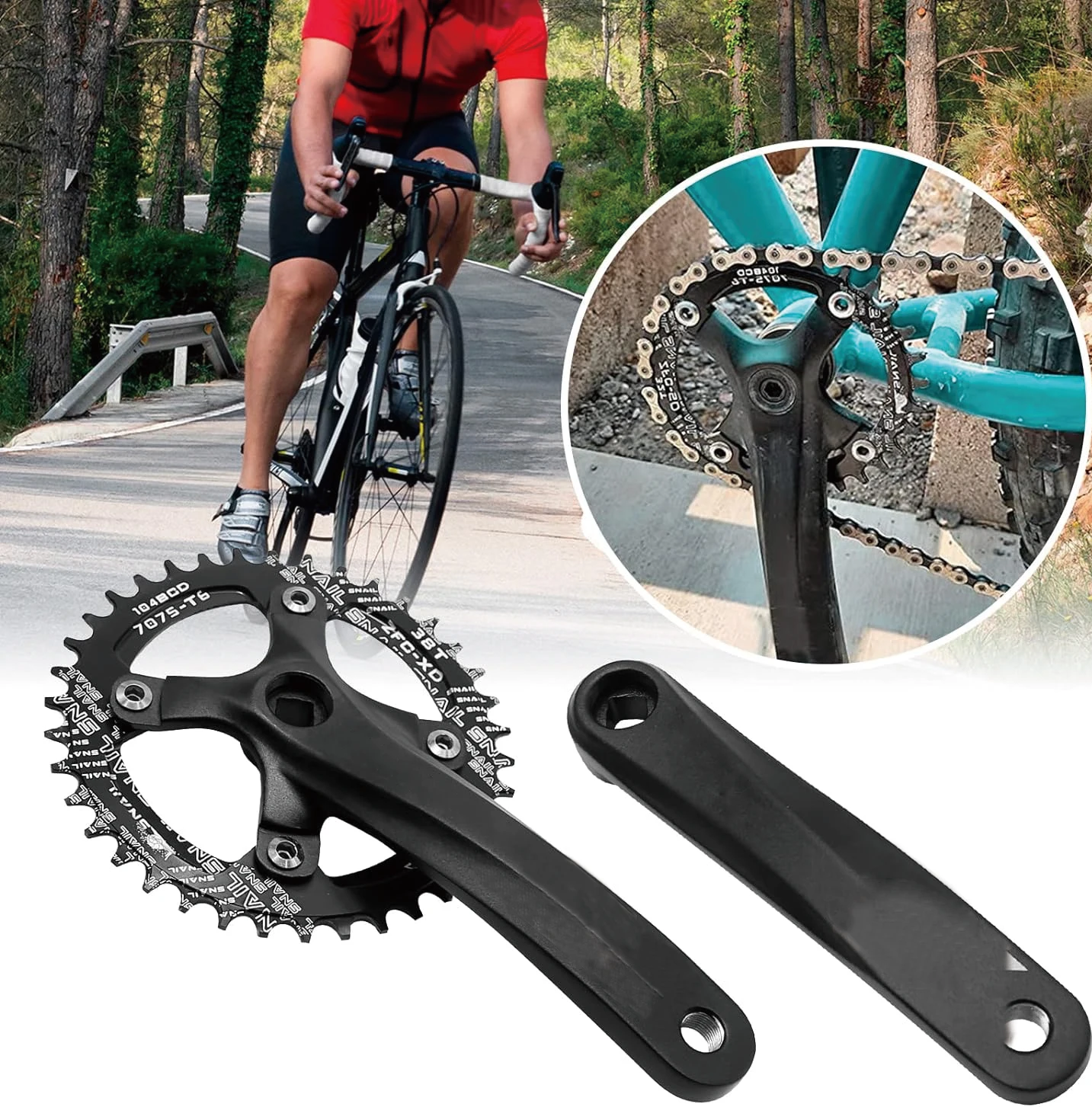 Mountain Bike And Rout Bikes Parts Chainring 104 Bcd 32T 34T 36T 38T Oval Bicycle Parts Crankset Chainring Fat Bike Chainrings