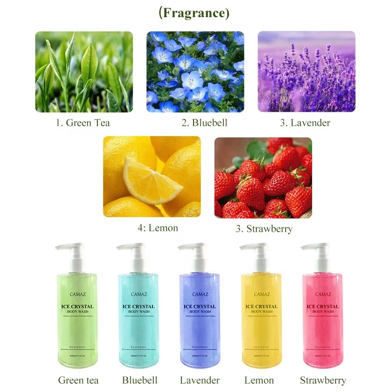 CAMAZ Private Brand Body Lotion Wash With Nourishing Serum Green Tea Shower Gel Ice Crystal Shower Gel  for Deep Dleansing