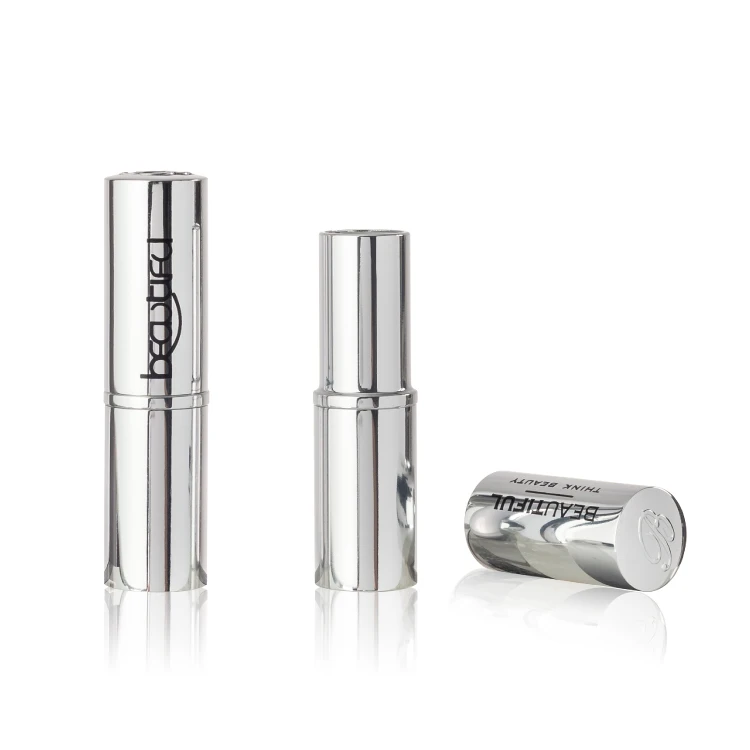 new trend 3.8g metal/aluminum shiny silver container luxury empty lipstick tube with embossed logo