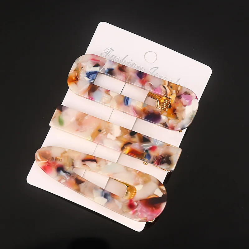 Hair Barrettes Hair Clips Set for Women Girls Hair Accessories Acetic Acid Resin Fashion Geometric Vintage Elegant Acrylic 3 Pcs