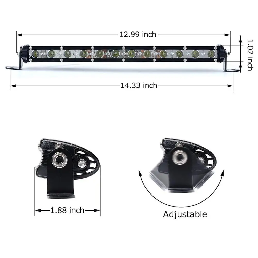 Super Slim Single Row 12Inch 36W Spot LED Light Bar for Offroad Car Truck