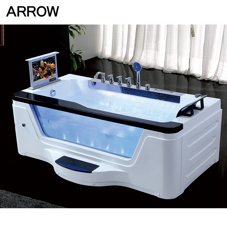 Bathroom indoor jet bath tubs bathroom/ surf massage bathtub/ high quality bath in white with transparent glass