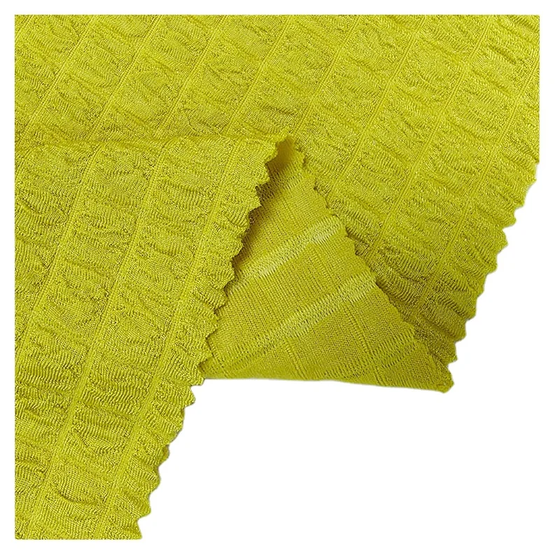 bubble check waffle cloud puff jacquard three-dimensional four-check elastic popcorn fabric for girl dress