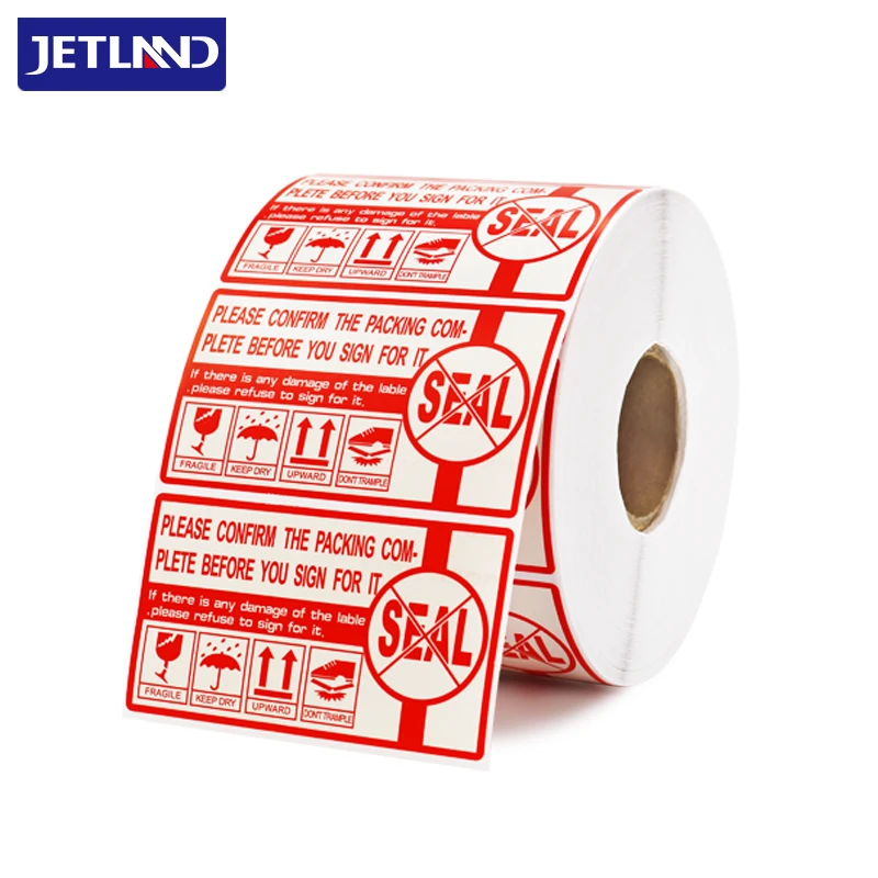 Shipping label red fragile paper warning label sticker sheet for thermal transfer printer