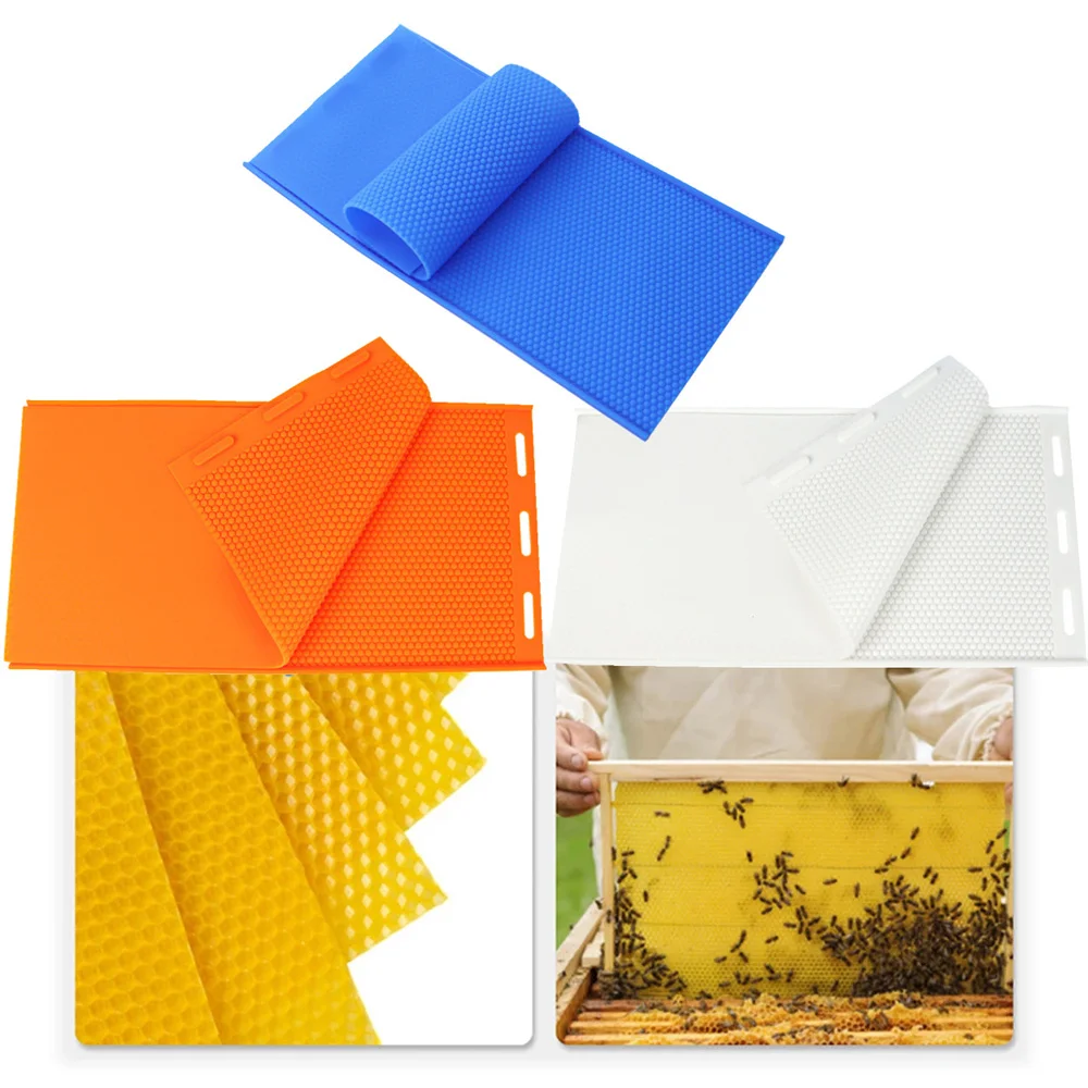 2PC Silicone Bee Wax Press Honeycomb Embosser Beeswax Sheet Foundation Mold Apicultura Beekeeping Beehive Basis Garden Supplies