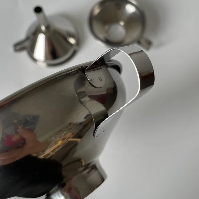 Kitchen Mini stainless steel food funnel With Metal Handle Large Funnel With Removable Strainer Filter