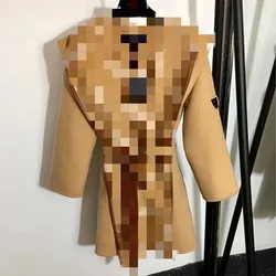 Candice high quality luxury winter coats designer with button belt printed long custom printed trench coats for ladies