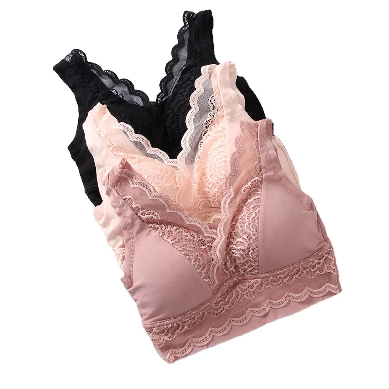 5875 New Sexy Lace Bra Plus Size Chest Pad Removable Gather Sports Sleep Underwear Female