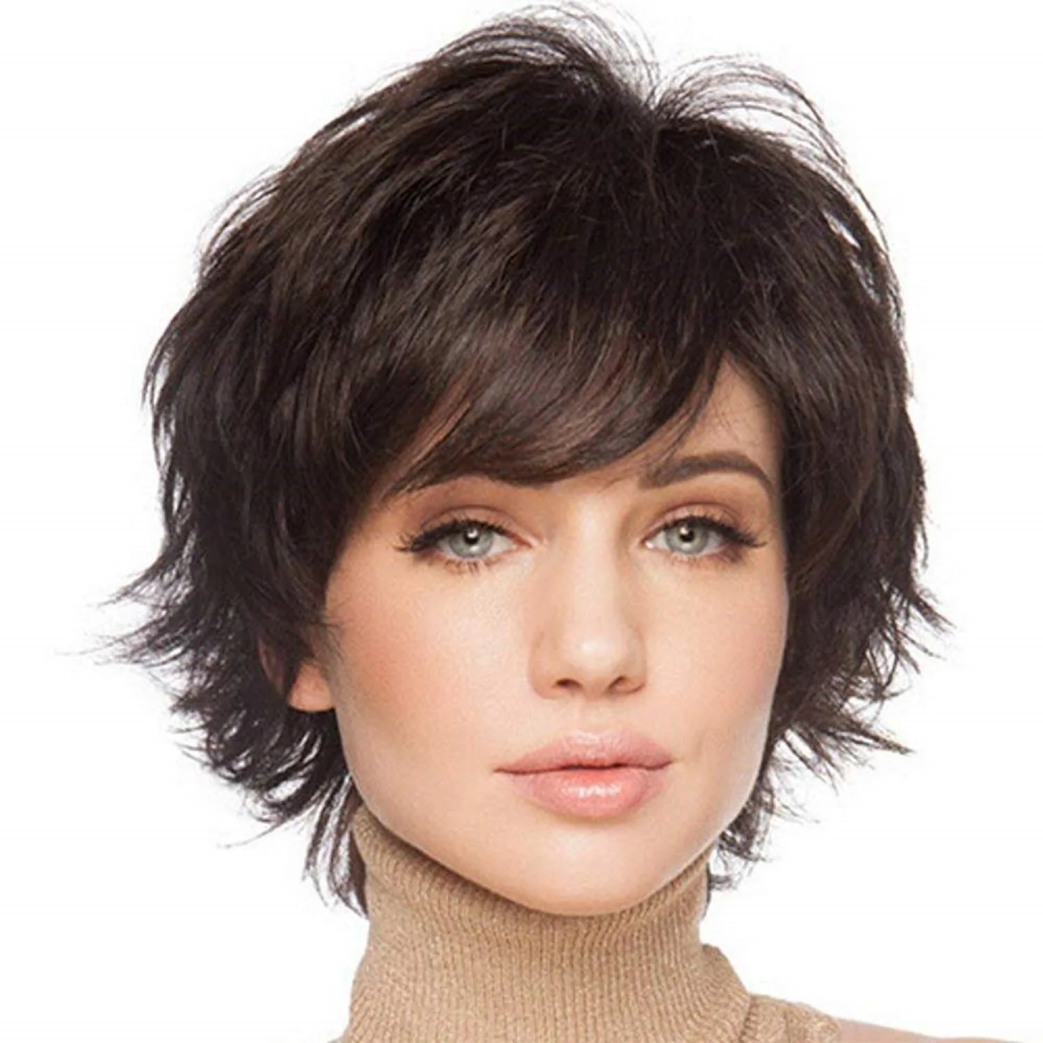 wholesale  brown short wigs short pixie cut wavy synthetic wigs  short synthetic grey  wigs