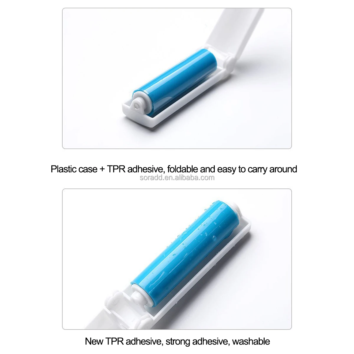 Reusable Foldable Portable Lint Roller Plastic Pet Hair Remover Brush Set Clothes Carpet Sheets Dust Suction Cleaner Brush