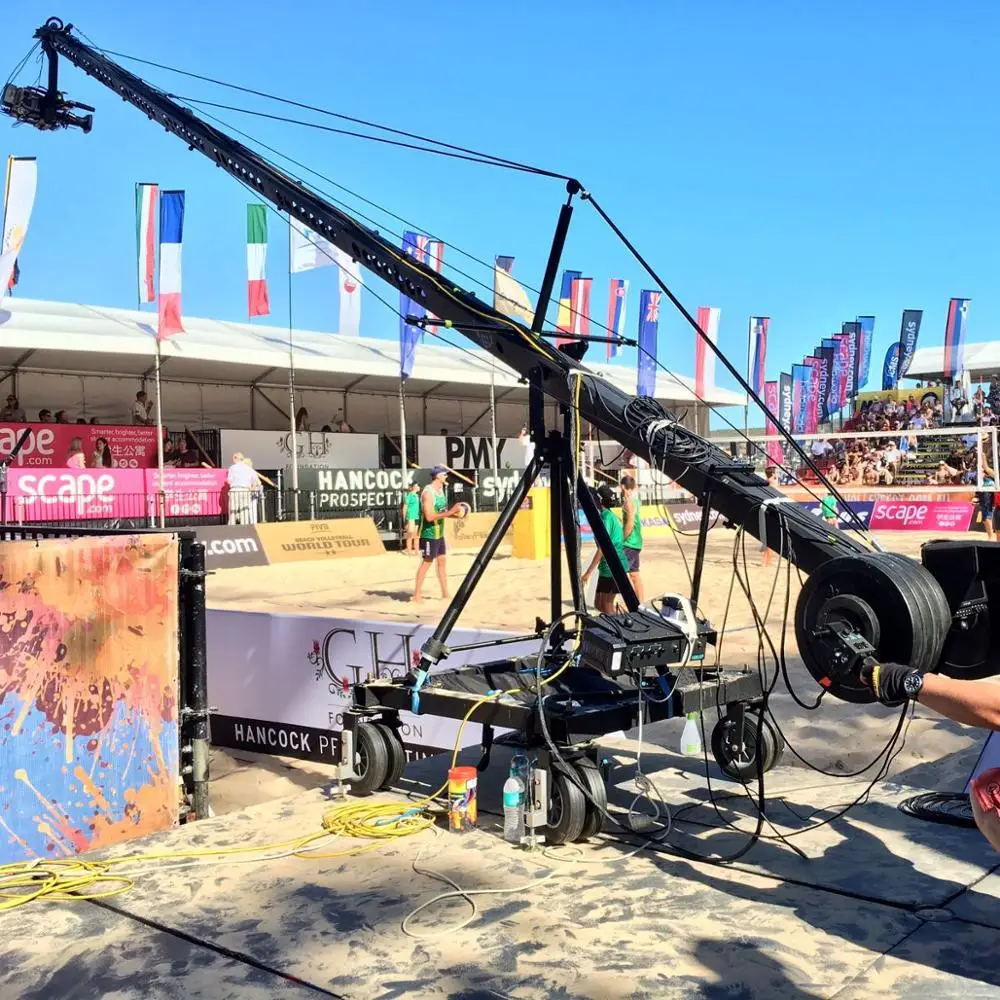 Professional broadcast equipment Andy jib camera crane 3 or 4 wheel dolly kit 3m to 17m  China manufacturer