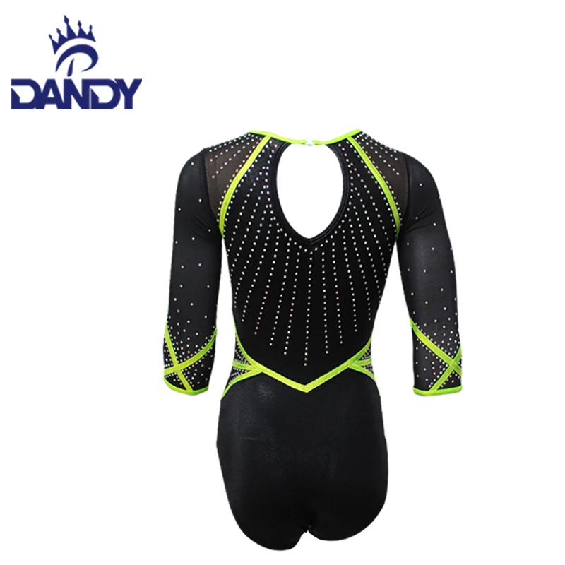 Dandy custom long sleeves youth children gymnastics leotards sexy tight leotard