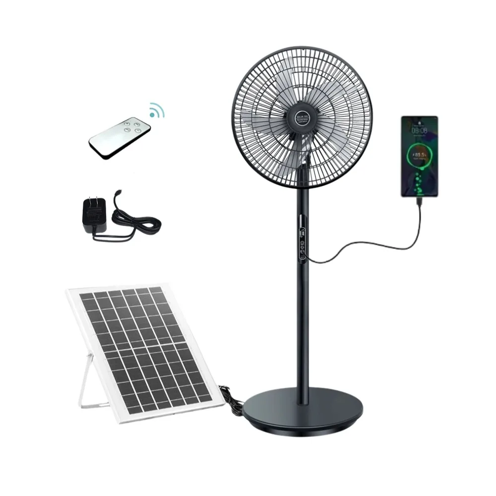 oem Solar Rechargeable standing Fan 12 Inch Energy Conservation Solar Fan With Solar Panel